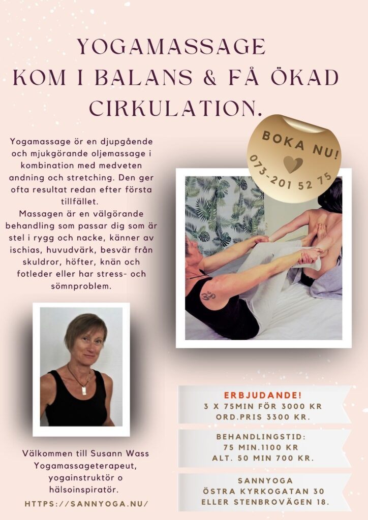 info om yogamassage, text och foton visas